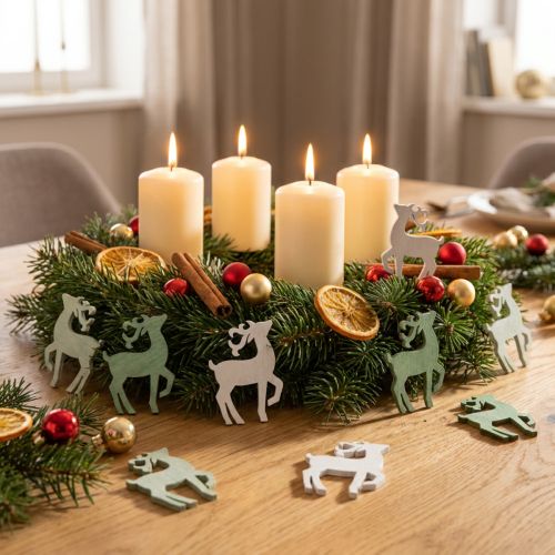 Decoração dispersa de Natal em madeira de cervo verde 4×3cm 72 un | Floristik24.pt