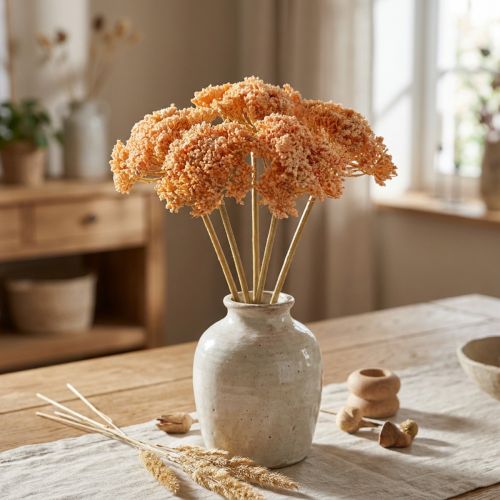 Yarrow artificial flores artificiais laranja 50 cm 5 peças em cacho | Floristik24.pt