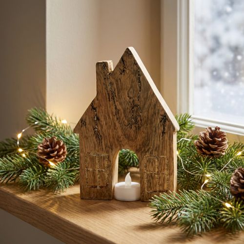 Decoração de casa de madeira para casa de natal decoração de casa de madeira suporte de madeira H15cm | Floristik24.pt
