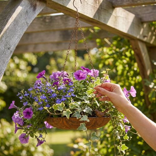 Vaso decorativo suspenso, decoração de jardim, com aparência rústica, Ø31cm, C62cm | Floristik24.pt