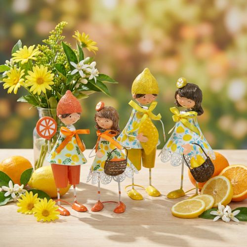 Frutas pequenas, decoração de verão, figuras limões laranjas H17/18cm 4pcs | Floristik24.pt