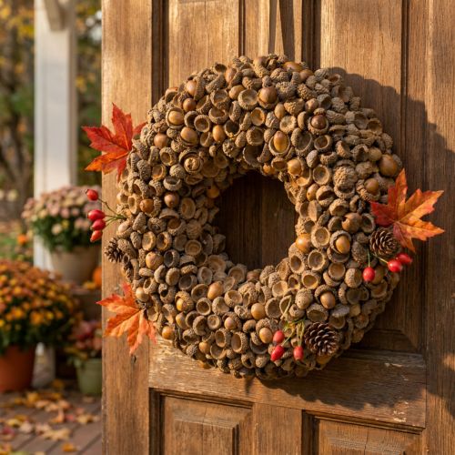 Guirlanda natural, decoração de outono, bolotas, guirlanda para porta, guirlanda para parede, faça você mesmo, Ø30cm | Floristik24.pt