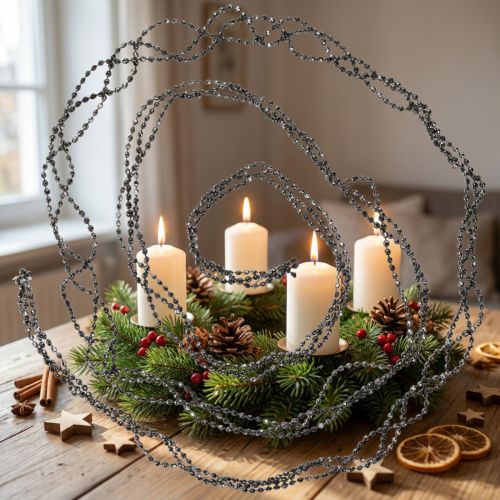 Decoração de Natal pérola grinalda cinza 275cm | Floristik24.pt