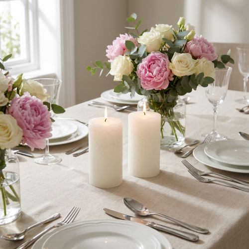 Velas de cor sólida branca 85x150mm 2pcs | Floristik24.pt