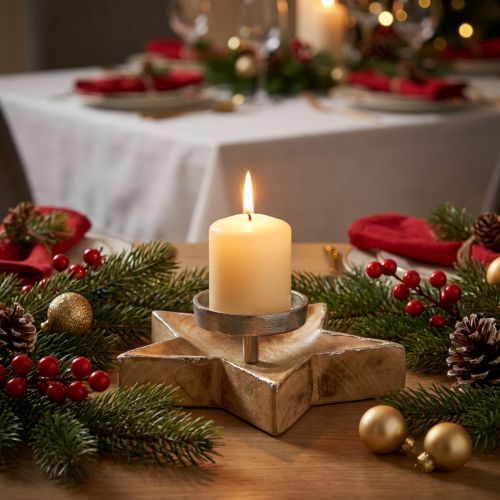 Castiçal, decoração de mesa de Natal, castiçal estrela H7cm Ø20cm/6.5cm | Floristik24.pt