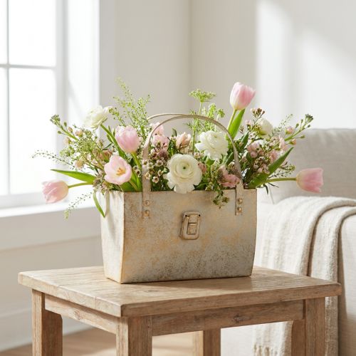 Itens Bolsa metálica, recipiente decorativo, retangular, 26 cm, dourada