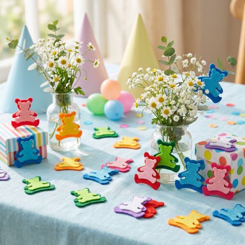 Itens Urso decorativo espalhado feito de feltro cores sortidas 3,5cm x 3,5cm 100 un