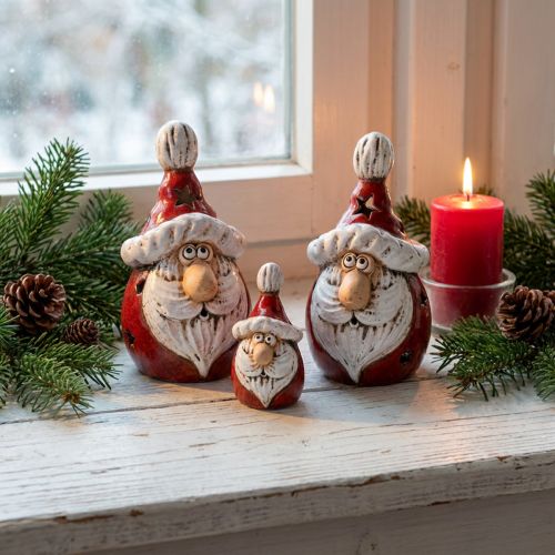 Linda figura de Papai Noel em cerâmica, vermelha e branca, 10cm - decoração de Natal perfeita - 4 peças | Floristik24.pt