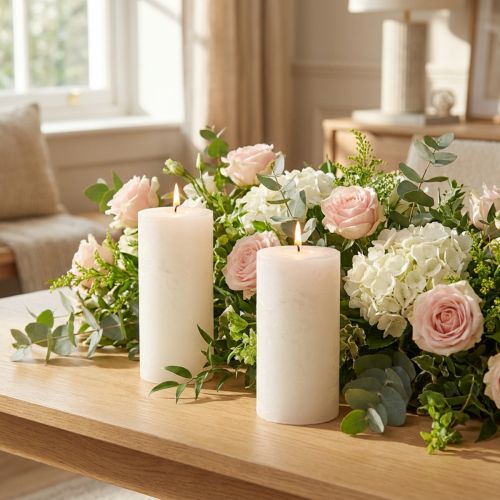 Velas de cor sólida brancas 50x100mm 4 un | Floristik24.pt