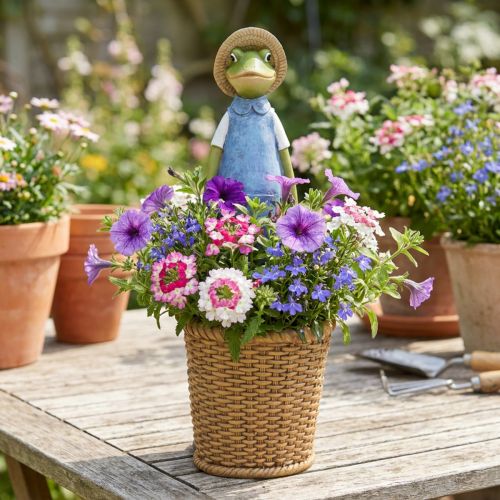 Frog deco cachepot poliresina decoração de mesa verão H31.5cm | Floristik24.pt
