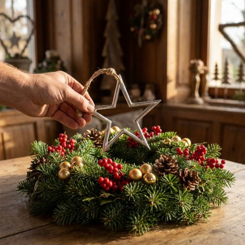 Estrela de decoração de natal, decoração do advento, pingente de estrela prata W15,5cm | Floristik24.pt
