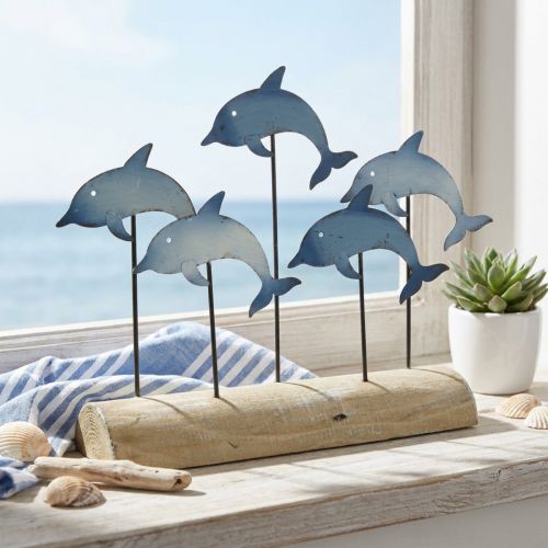 Golfinhos para cravar, decoração mar, decoração metal marítimo A24.5cm L32.5cm | Floristik24.pt