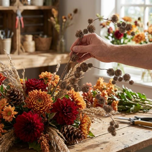 Plátano Ramo Decorativo com Frutas Decoração de Outono Plátano Artificial Castanho L82cm Ø2-4cm | Floristik24.pt