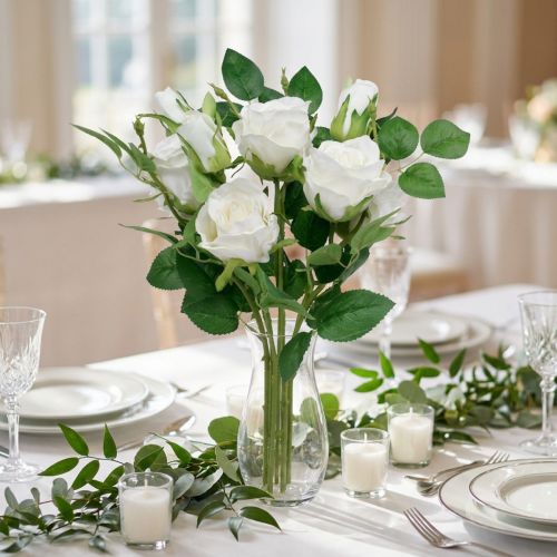 Bouquet de rosas brancas L46cm | Floristik24.pt