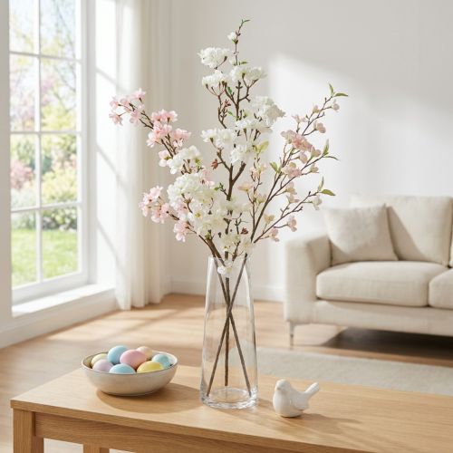 Ramo de cereja branco artificial decoração de primavera ramo decorativo 110cm | Floristik24.pt