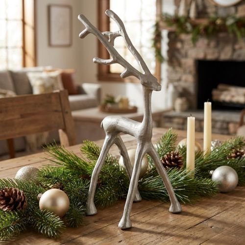 Decoração de rena, figura de veado, metal, argila cinza, óptica, altura 27,5 cm | Floristik24.pt