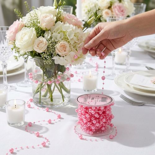 Itens Cordão pérola rosa 6mm 15m
