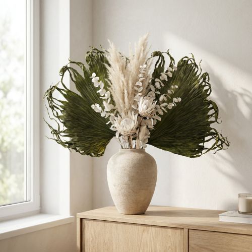 Itens Arranjo decorativo com folhas de palmeira para composições exóticas e decoração de mesas, 5 peças