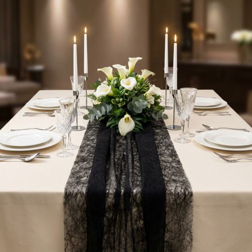Itens Corredor de mesa Dekovlies corredor de mesa de lã preto 23cm 25m