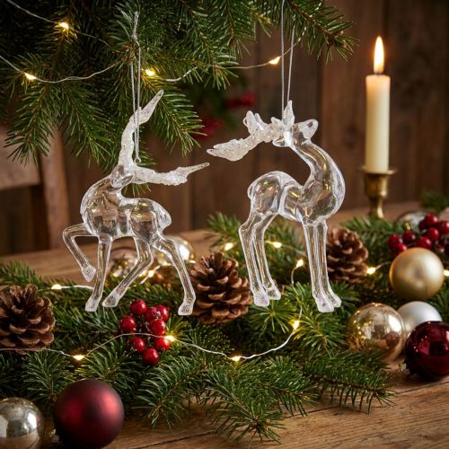 Itens Decoração de árvore de natal cervo figura decorativa acrílico 12,5/15cm 2 unidades