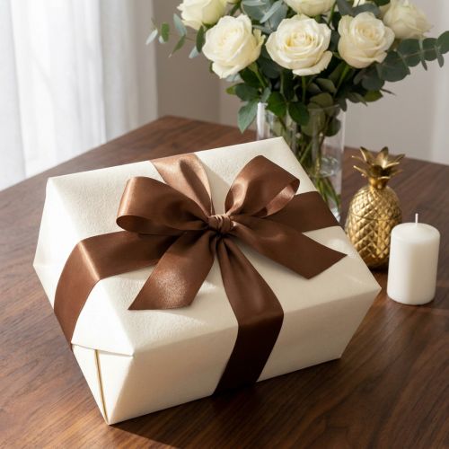 Itens Fita para presente e decoração marrom 40mm x 50m