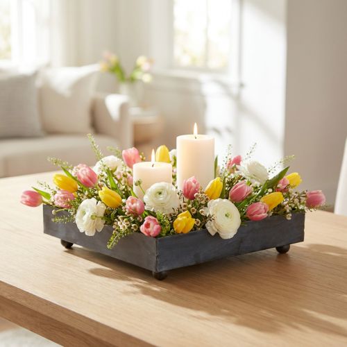 Bandeja decorativa metal preto cinza lavado 15×15cm 2 unidades | Floristik24.pt