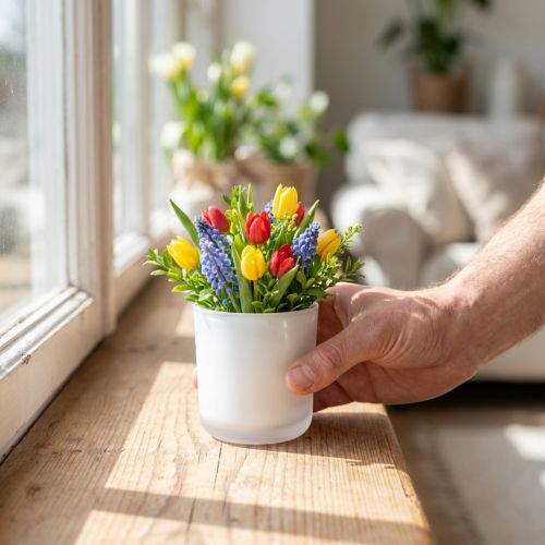 Pote de vidro Ø7,8cm Alt.8cm branco | Floristik24.pt