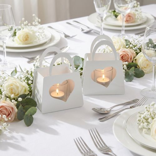 Itens Saco decorativo de metal para lanterna com coração branco Alt.18cm 2 unidades