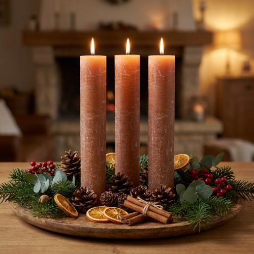 Velas em bastão cor sólida caramelo 50x300mm 4 un | Floristik24.pt