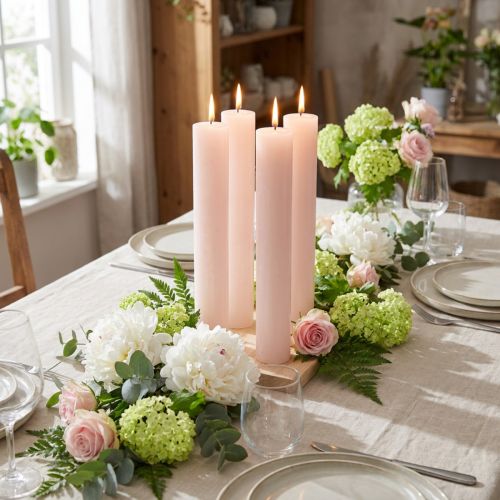 Itens Velas sólidas rosa em bastão rosa claro 34x300mm 4 un