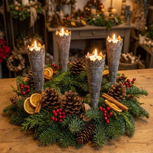 Castiçal luz de chá antigo Ø5cm H24cm 4pcs | Floristik24.pt