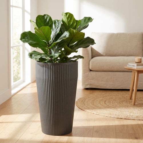 Vaso de chão plástico floreira antracite Ø28cm H46,5cm | Floristik24.pt