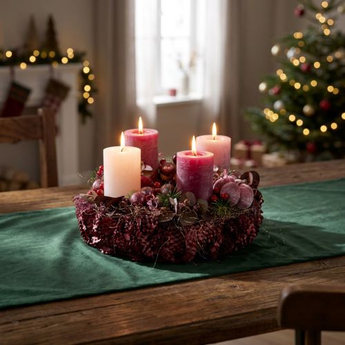 Conjunto de 12 velas cilíndricas em tons de frutos silvestres, tingidas por completo, 70x120mm - Decoração versátil para a casa. | Floristik24.pt