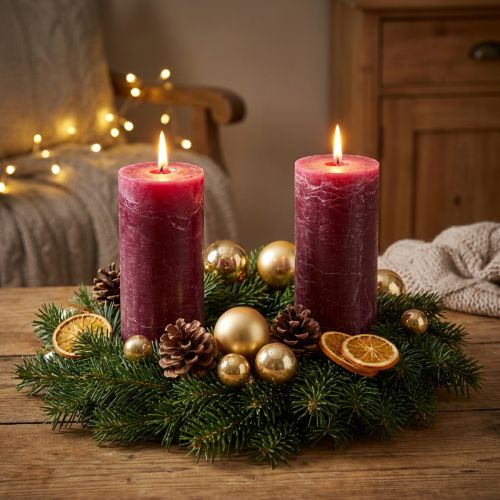 Conjunto de 2 velas cilíndricas em formato de bagas, 85 x 200 mm, cor sólida, para decoração e criação de ambiente. | Floristik24.pt