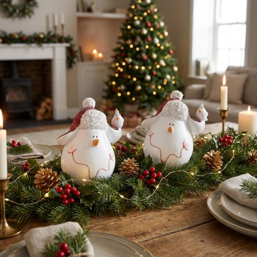 Itens Decoração de mesa Decoração de Natal boneco de neve com chapéu Alt.13cm 2 unidades