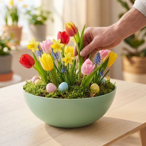 Tigela decorativa verde pastel decoração de mesa de plástico primavera Ø20cm | Floristik24.pt