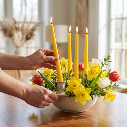 Velas cônicas 250/23 amarelas 12 unidades | Floristik24.pt