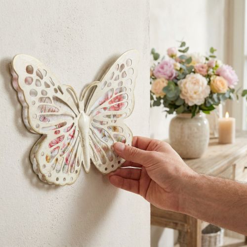 Decoração de parede de metal borboleta decoração estilo country W29.5cm | Floristik24.pt