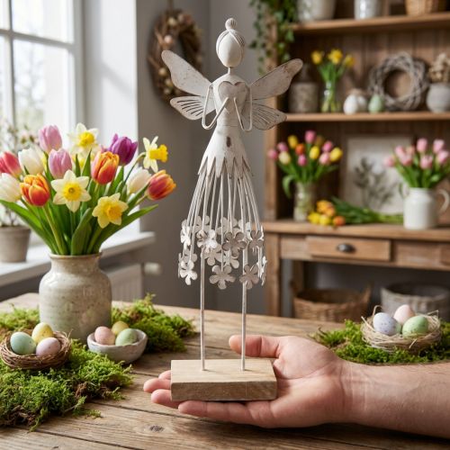 Blossom fairy decoração de mesa decoração de primavera metal fairy white H30.5cm | Floristik24.pt