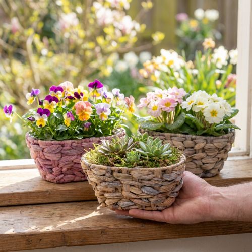 Cesta para plantas cesta de ervas marinhas plantador de jacinto de água oval 20,5 cm 3 unidades | Floristik24.pt