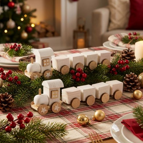 Trem de madeira deco trem de natal branco L20cm H6cm 2pcs | Floristik24.pt