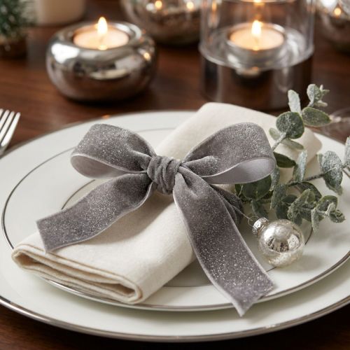 Itens Fita de veludo com fita decorativa glitter veludo cinza prata 20mm 10m