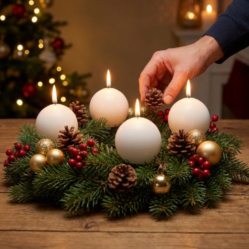 Velas brancas em formato de bola, decoração de mesa de alta qualidade, iluminação ambiente para casamentos e Advento, Ø60mm, conjunto de 16 unidades. | Floristik24.pt