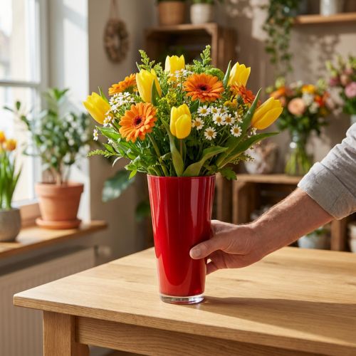 Itens Vaso “Fizzy” Ø13,5cm Alt.20cm vermelho 1ud