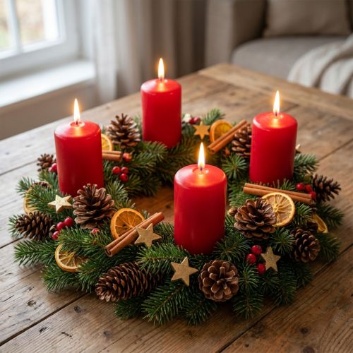 Velas de coluna vermelhas Velas de Advento pequenas antigas vermelhas 70/50mm 24 peças | Floristik24.pt