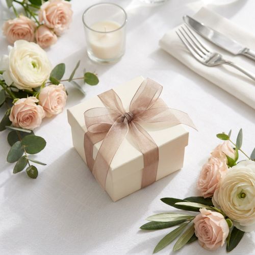Itens Fita de organza fita de presente fita bege ourela taupe 15mm 50m