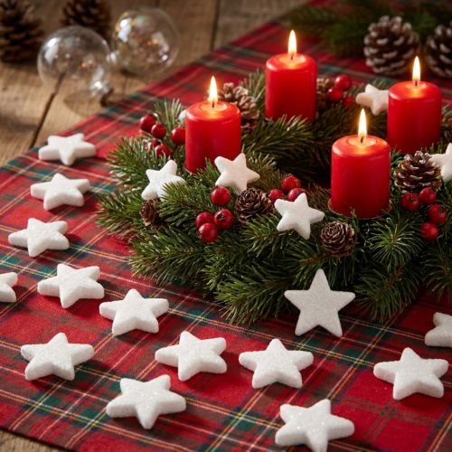 Estrelas decorativas glitter branco decoração polvilhada Natal 4/5cm 36 un | Floristik24.pt