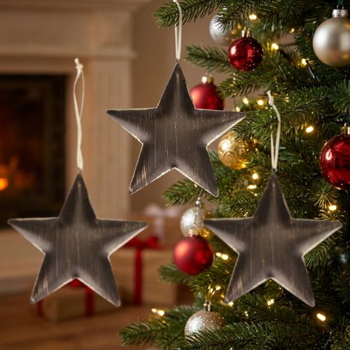 Itens Decoração de árvore de natal decoração estrela metal preto ouro Ø15cm 3 unidades