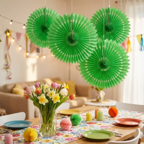 Flor de papel favo de mel verde Ø40cm 4 unidades | Floristik24.pt