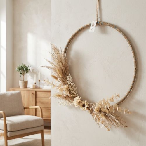 Anel decorativo de juta de 40 cm, conjunto de 2, decoração boho e escandinava para parede e porta. | Floristik24.pt